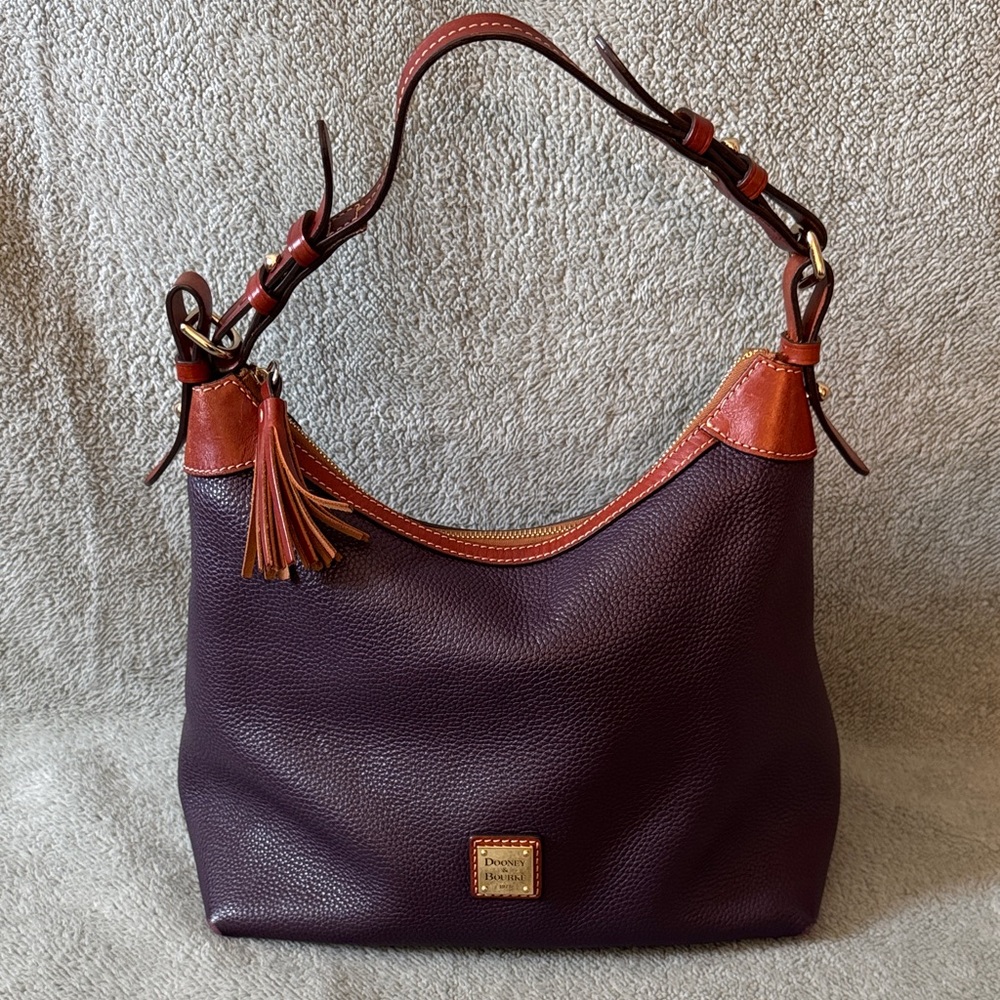 Dooney & Bourke Purple Pebble Grain Leather hobo Shoulder Bag